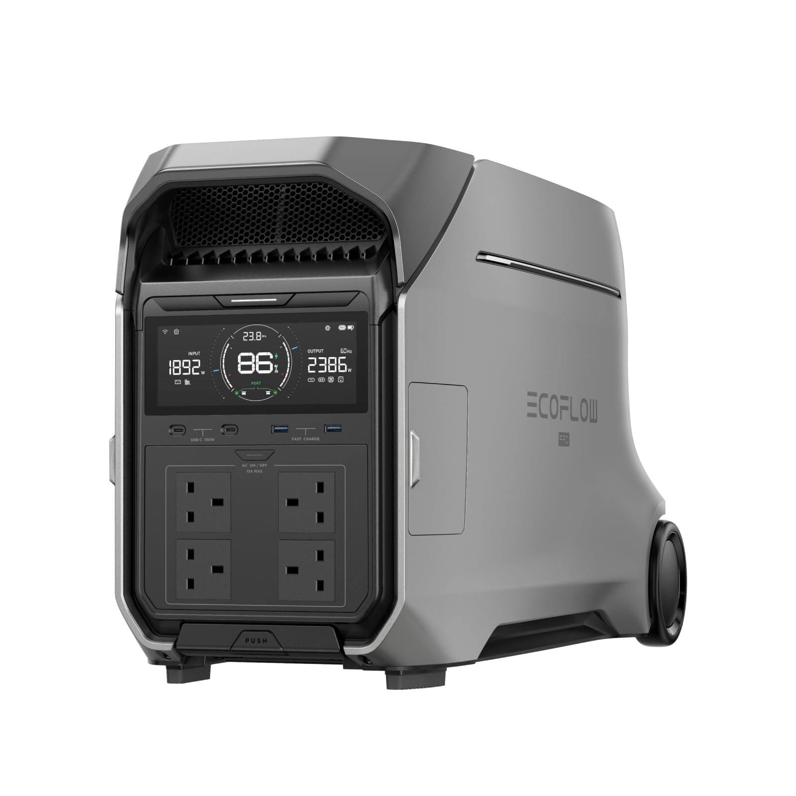 ECOFLOW DELTA Pro 3 Portable Power Station, 4096Wh LFP Battery, Expandable to 12kWh, 230V 4000W AC Output, Solar Generator for Home Use, Camping Accessories, Emergencies, RVs