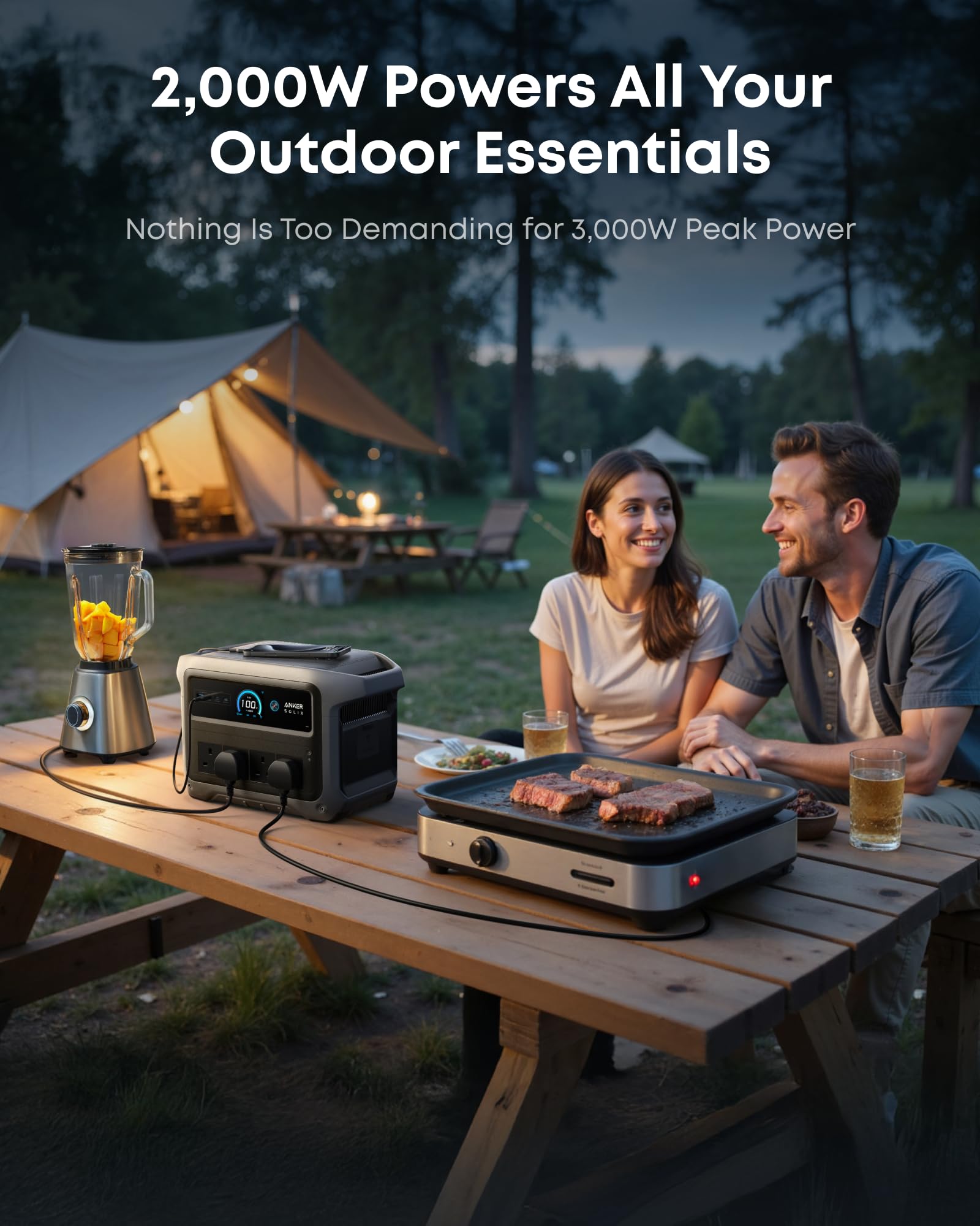 Anker SOLIX C1000 Gen 2 Portable Power Station with 200W Solar Panel, 2,000W (Peak 3,000W) Solar Generator, Full Charge in 49 Min, 1,024Wh LiFePO4 Battery for Home Backup, Power Outages, and Camping