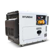 Hyundai Silenced Standby Diesel Generator 5.2kW/ 6.5kVA, Electric Start & Single Phase Low noise sound attenuated canopy with large 13L fuel tank
