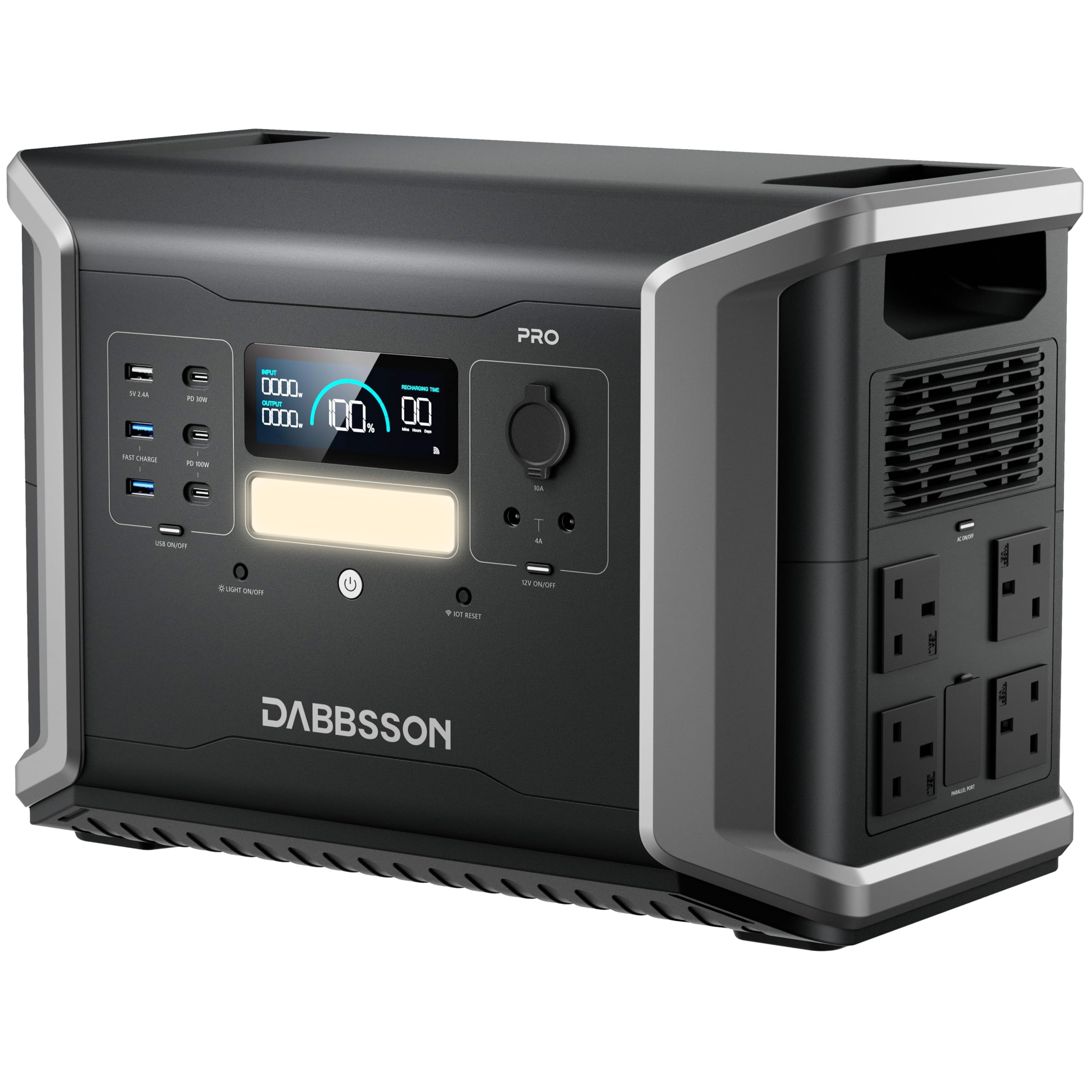 Dabbsson 2150Wh Portable Power Station 2400W,Expandable to 4600W 12.9kWh, 100W USB-C,Support AC & Solar Charging Together, EPS 15ms,DBS 2100Pro Solar Generator for Home Backup, 2024 New